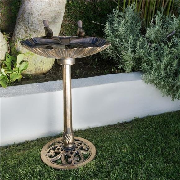 31" Tall Outdoor Vintage Birdbath with Bird Figurines Yard - Picture 2 of 7